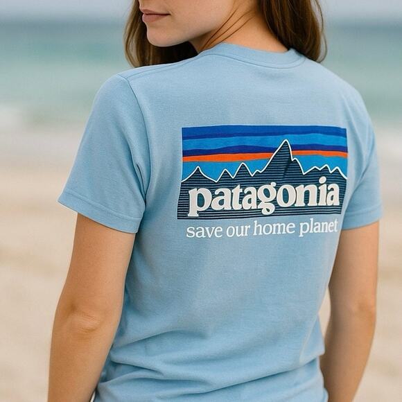 Patagonia Graphic Tee Womens S Blue Sustainable Fashion Environmental Eco Nature - Picture 1 of 9
